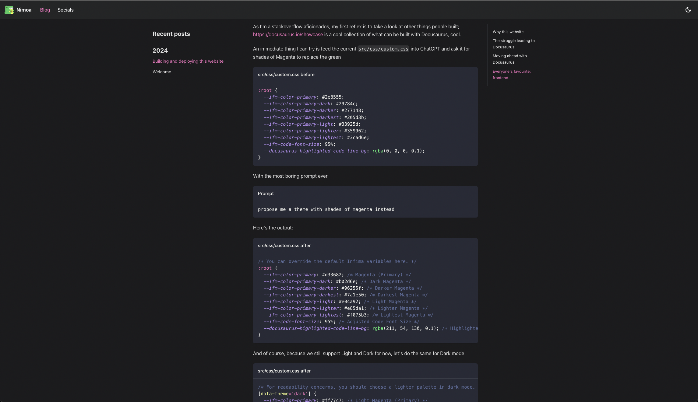 Blog dark mode