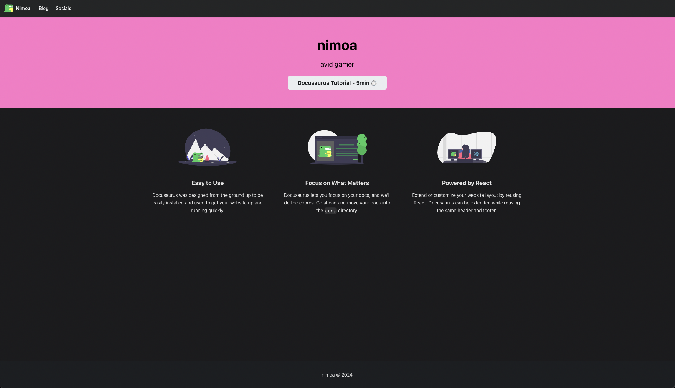 Dark mode homepage
